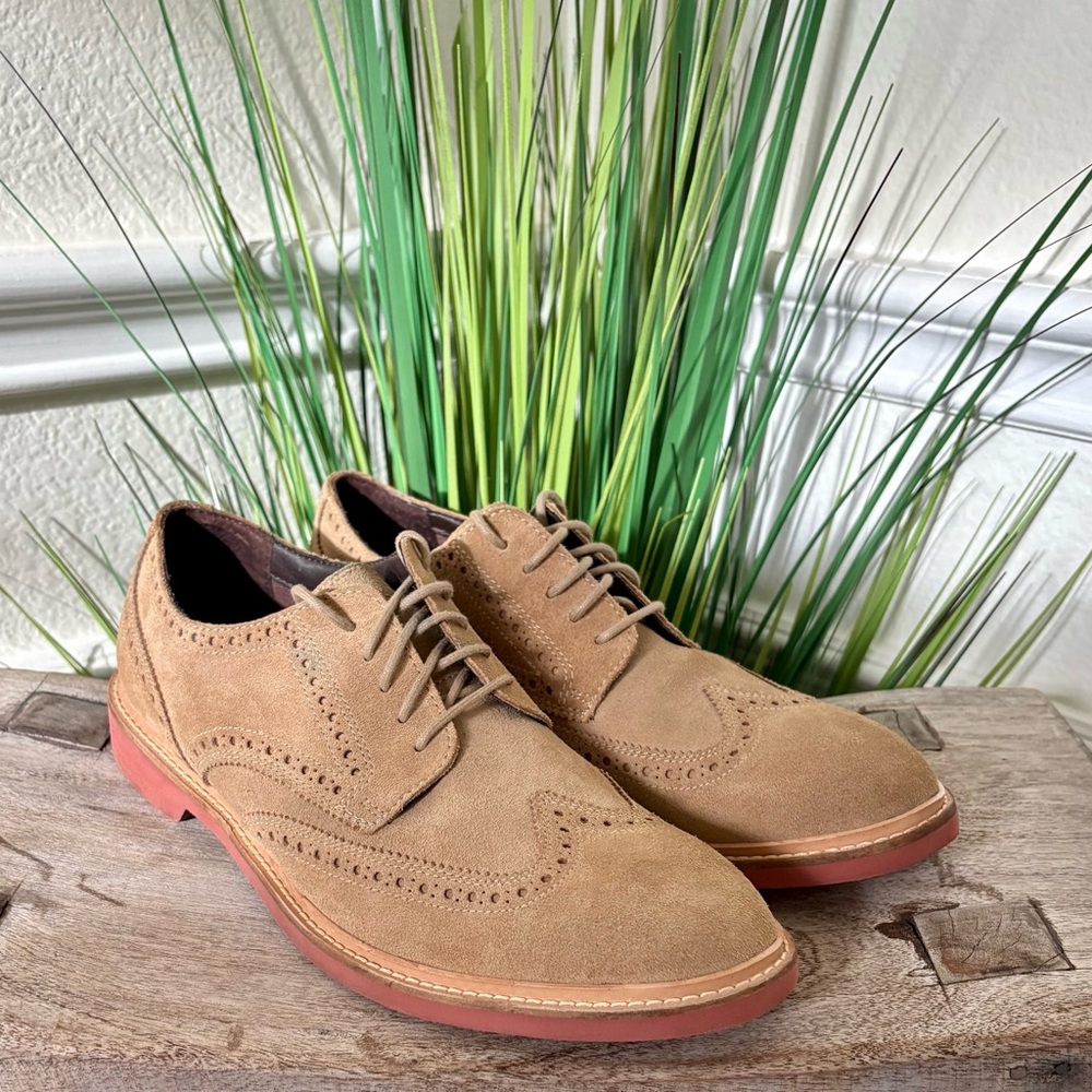 Cole Haan Wingtip Tan Suede Oxfords - Picture 2 of 9